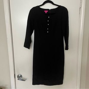 Talbots black long-sleeve midi dress